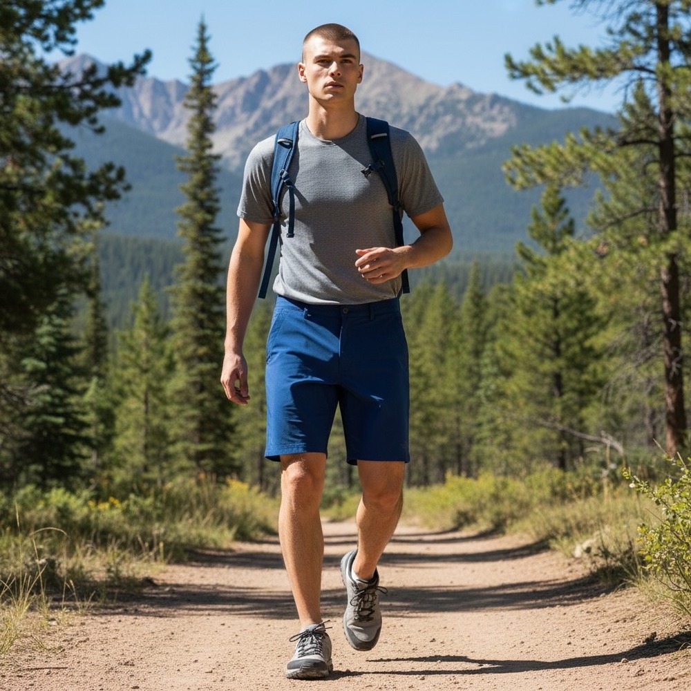 The North Face Mens Paramount Active Shorts Blue Hiking Stretch NF0A3T2Q Size 38